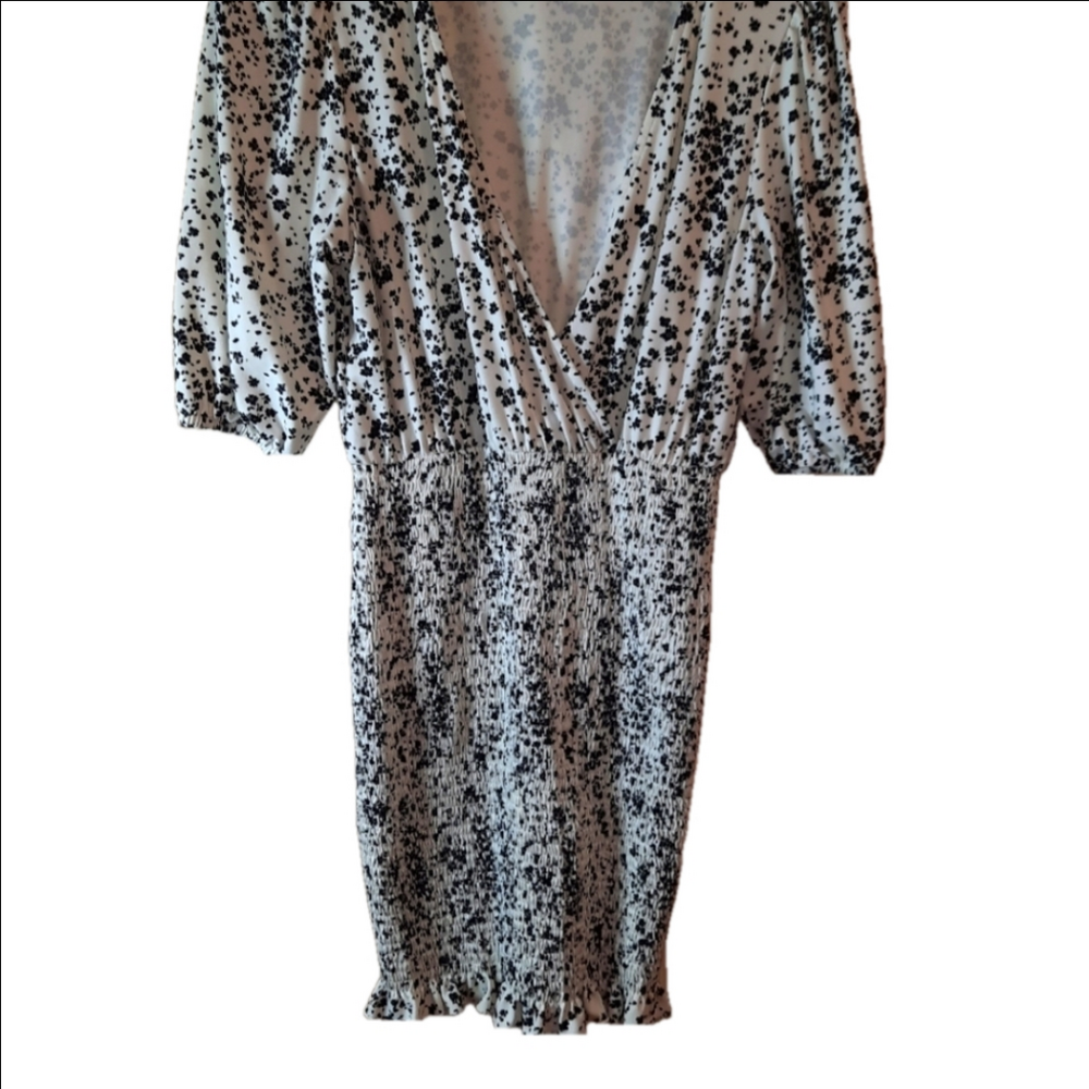 Boho Floral Black and White Dress